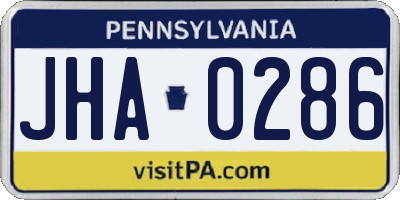 PA license plate JHA0286