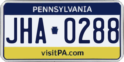 PA license plate JHA0288