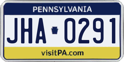 PA license plate JHA0291