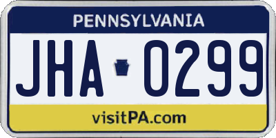 PA license plate JHA0299