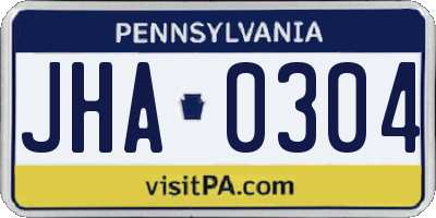 PA license plate JHA0304