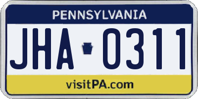 PA license plate JHA0311