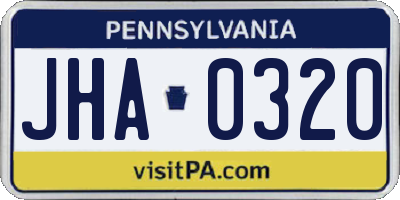 PA license plate JHA0320
