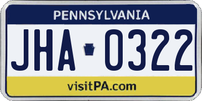 PA license plate JHA0322