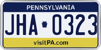 PA license plate JHA0323
