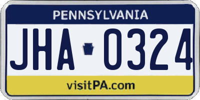 PA license plate JHA0324