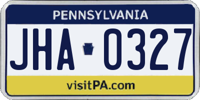 PA license plate JHA0327