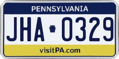 PA license plate JHA0329