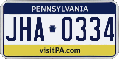 PA license plate JHA0334