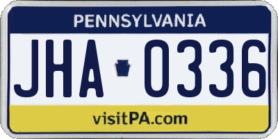 PA license plate JHA0336