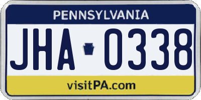 PA license plate JHA0338