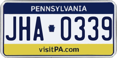 PA license plate JHA0339
