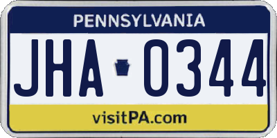PA license plate JHA0344