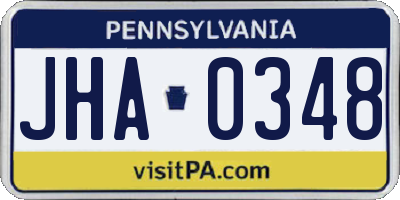 PA license plate JHA0348