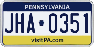 PA license plate JHA0351