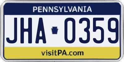 PA license plate JHA0359