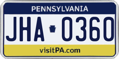 PA license plate JHA0360
