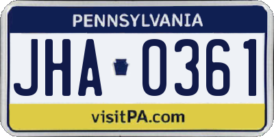 PA license plate JHA0361