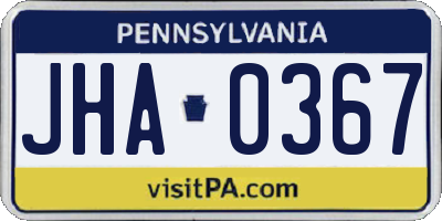 PA license plate JHA0367