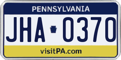 PA license plate JHA0370