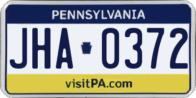 PA license plate JHA0372