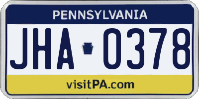 PA license plate JHA0378