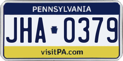 PA license plate JHA0379