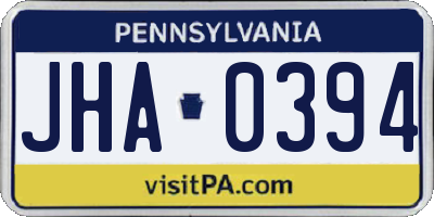 PA license plate JHA0394