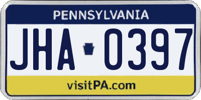 PA license plate JHA0397