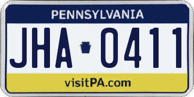 PA license plate JHA0411