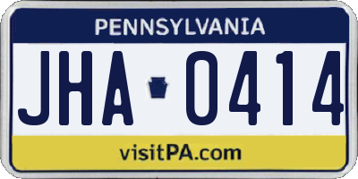 PA license plate JHA0414