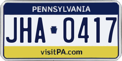 PA license plate JHA0417