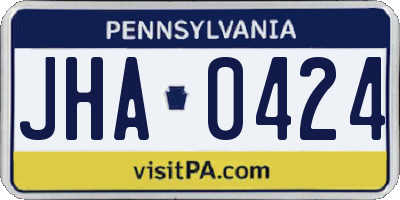 PA license plate JHA0424