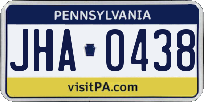 PA license plate JHA0438