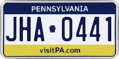 PA license plate JHA0441