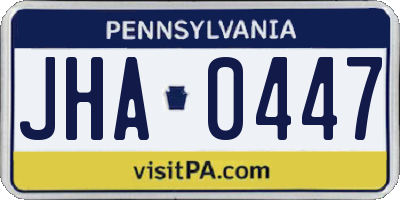 PA license plate JHA0447