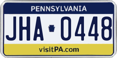 PA license plate JHA0448