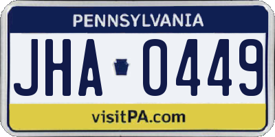 PA license plate JHA0449