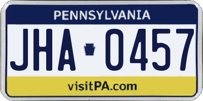PA license plate JHA0457