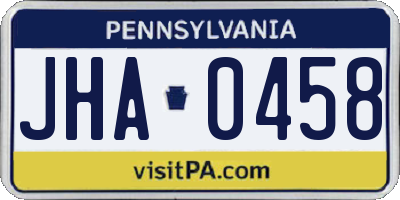 PA license plate JHA0458