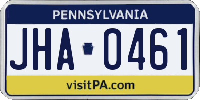 PA license plate JHA0461