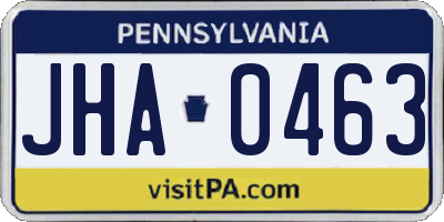 PA license plate JHA0463