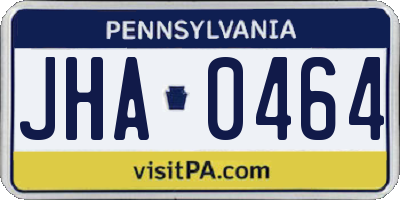 PA license plate JHA0464