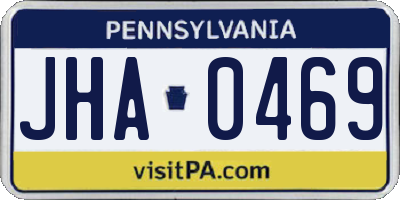 PA license plate JHA0469