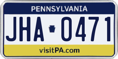 PA license plate JHA0471