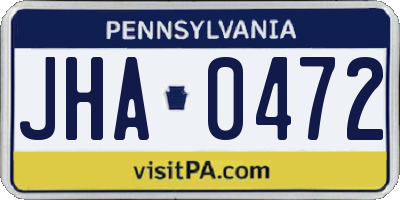 PA license plate JHA0472