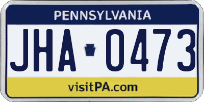 PA license plate JHA0473