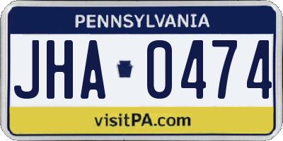 PA license plate JHA0474