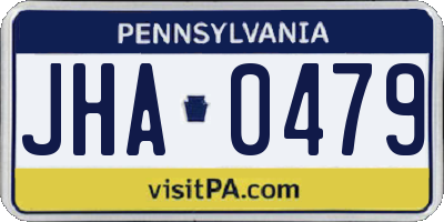 PA license plate JHA0479