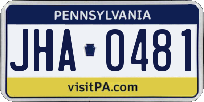 PA license plate JHA0481